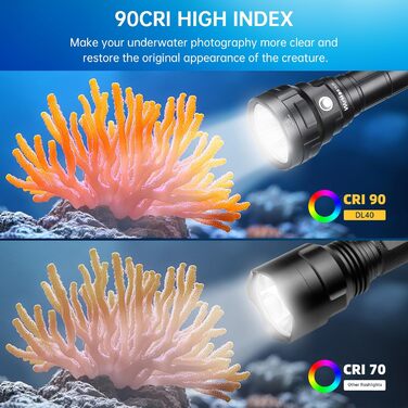 Ліхтар під водою Wurkkos Tauchlampe - 150 метрів, 5000 люмен, 4 LED LH351D, акумуляторний, з зарядним пристроєм