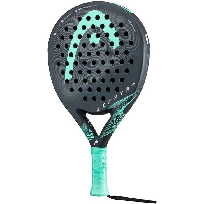 Падельна ракетка Head Zephyr Pro 2023, кругла, 365 г, чорна/синьо-зелена