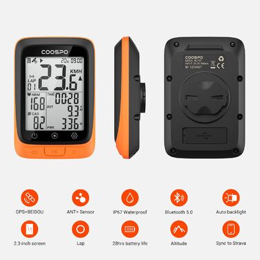 COOSPO BC107 Велокомп'ютер бездротовий, водонепроникний IP67, Bluetooth Ant+, 2,4