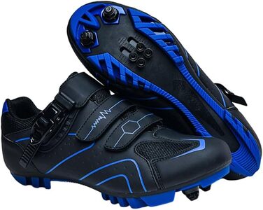 Велосипедні черевики для чоловіків та жінок, MTB, Mountainbike, кросівки, дихаючі, для активного відпочинку, сумісні з SPD, блакитні (46 EU)