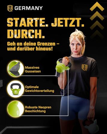 Гантель-гиря з неопрену HQ Germany® | Чавунний литник | 2-32 кг | Стартові набори | Точність ваги ±2,0%