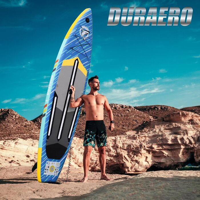 Надувна SUP-дошка DURAERO 330x76x15 см з кріпленням для камери, комплект аксесуарів, вантажопідйомність до 150 кг