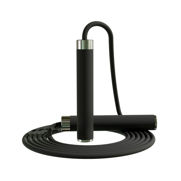 Стрибкове канат MOGOLD з регулюванням – 5 мм PVC-шнур з підшипниками, неслизькі гумові ручки та ручки з металу для початківців, для схуднення та фітнесу вдома, в школі, чорний