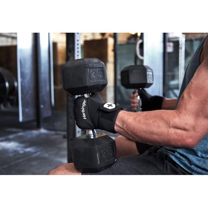 Гантелі Harbinger Training Grip: вантажні рукавички для важкої атлетики, чорний L