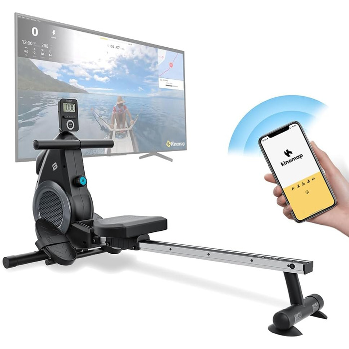 Bluefin Fitness Blade FIT: Гребний тренажер, сумісний з Kinomap, складаний, з LCD-консолью та мобільним додатком