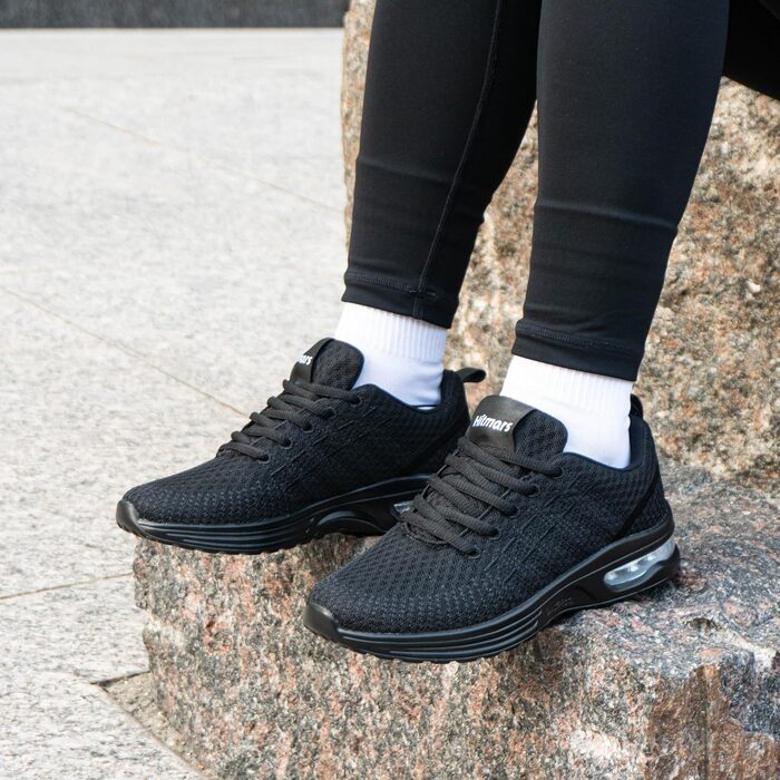 Жіночі кросівки для бігу Hitmars: спортивне взуття з повітряною подушкою, дихаюче, з неслизькою підошвою, легкі, для бігу по вулицях, для фітнесу, ходьби, розміри EU 36-42, чорний колір