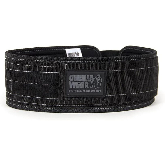 Пояс для бодібілдингу та фітнесу Gorilla Wear 4'' нейлоновий, чорний, для чоловіків і жінок