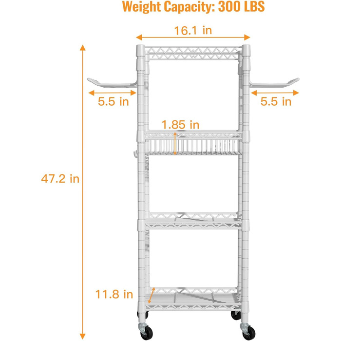 Органайзер для домашнього спортзалу FUTASSI S1, 3 яруси, на колесах, для килимків для йоги, ролерів, гантелей, гир та еластичних стрічок, 120 x 70 x 30 см, білий