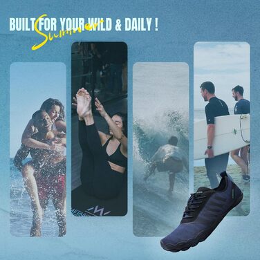 Взуття для плавання та фітнесу WateLves: аквашузи для жінок та чоловіків, підошва з неслизьким покриттям, широка передня частина (темно-синій, 39 EU)