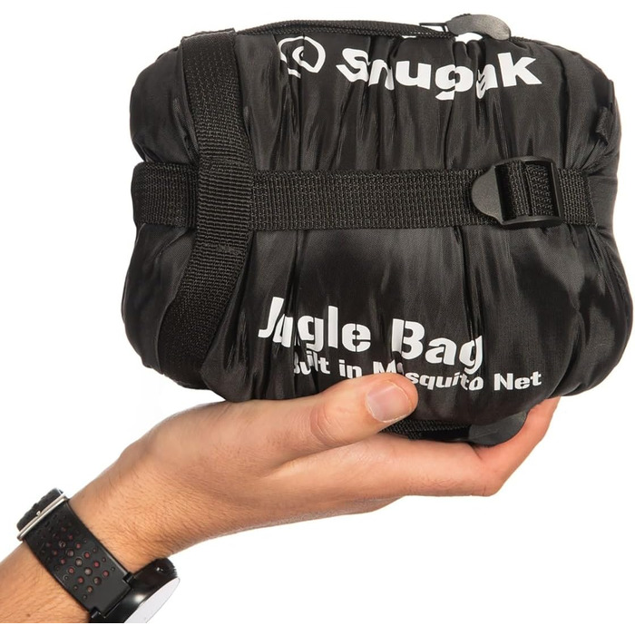 Сумка-спальник Snugpak Jungle Bag WGTE з вбудованою москітною сіткою - легкий, гігієнічний спальний мішок та універсальний ковдра для кемпінгу та експедицій у тропічних умовах (чорний, ліва блискавка)