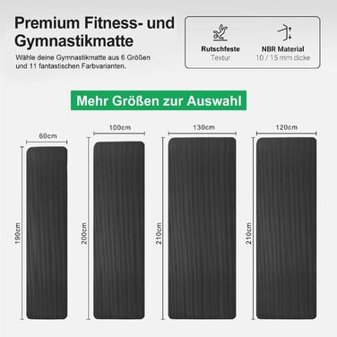 Килимок для фітнесу та йоги Glamexx24: преміум якість, неслизький, товстий, 200x100x1.5 см, з сумкою та інструкцією