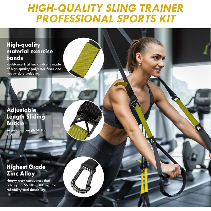 Шкіряний тренажер Schlingentrainer Flintronic для всього тіла, комплект для дому (чорний/зелений)