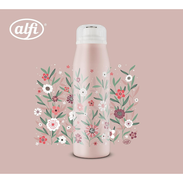 Термос-пляшка alfi KIDS ISO 500 мл рожевий для дітей, нержавіюча сталь, герметична, з кришкою, тримає 12 годин тепло, 24 години холод, для газованої води, BPA-free
