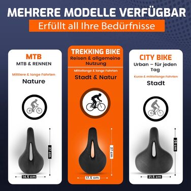 ANFIL® Велосипедне сідло - Максимальний комфорт - Ергономічне сідло з Memory Foam 3.0 для жінок та чоловіків - Зручне та м'яке з оптимізованим розподілом тиску для тривалих поїздок (трекінг)