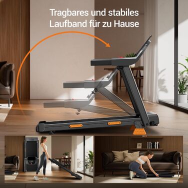 Біговий доріжка LONTEK для дому з нахилом 15%, швидкість 12 км/год, максимальне навантаження 136 кг, чорний