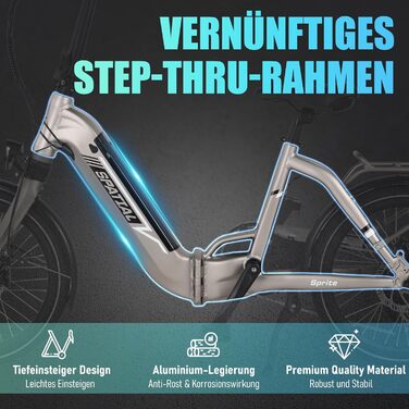 Електровелосипед SPATIAL E Bike Klappard 20 дюймів, 250W, 36V 374.4Wh, 7-швидкісний, LCD, для міста, для чоловіків та жінок
