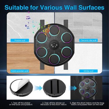 Музична боксерська машина з LED підсвіткою та Bluetooth, настінна, з рукавичками, 9 режимів швидкості, для дітей та дорослих