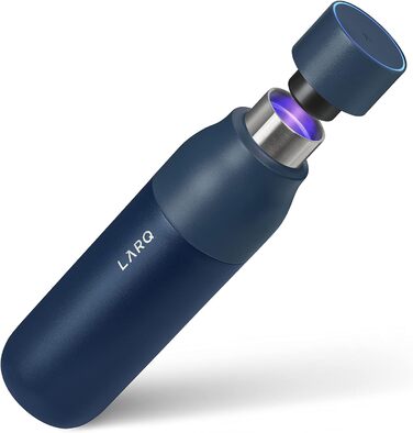 LARQ Bottle PureVis 500 мл – самочищувальна ізольована пляшка з нержавіючої сталі з UV-очищенням води, преміальний дизайн, для подорожей, багаторазова, синя