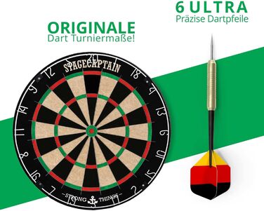 Stagecaptain DBS-1715 Bullseye Pro – професійна дартс-мішень із сизалю з дротами, 6 дротиками та 4 наборами оперень