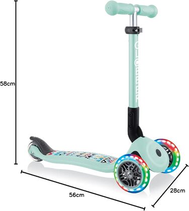 Дитячий триколісний самокат GLOBBER JUNIOR Foldable Fantasy Lights з LED колесами 120/80 мм, ABEC 5, складаний