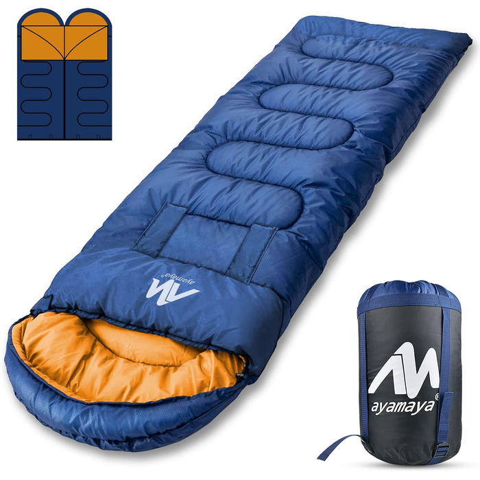 Спальний мішок Outdoor Deckenschlafsack Koppelbar, 5-15°C, 220x80 см для дорослих. Підходить для кемпінгу, трекінгу, риболовлі, подорожей. Водонепроникний, 3-сезонний, з можливістю з'єднання. Ліва блискавка.