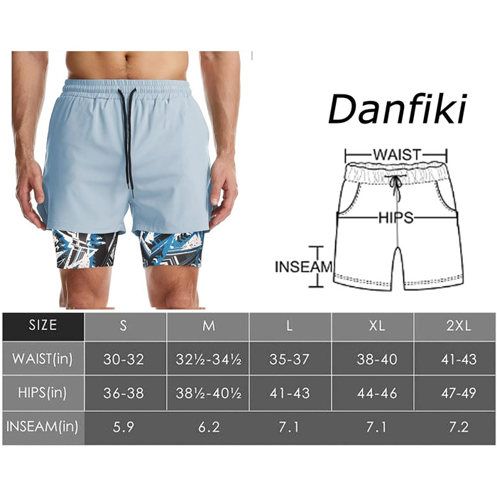 Чоловічі спортивні шорти 2-в-1 для бігу, тренувань та активного відпочинку (M, синій з камуфляжною підкладкою)