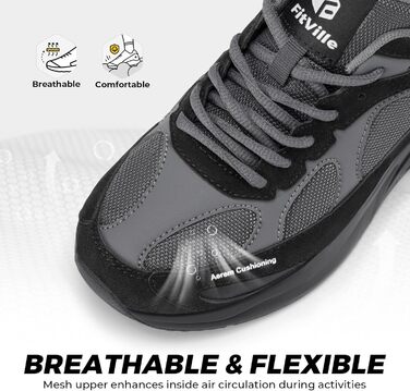 Жіночі кросівки FitVille для бігу та ходьби, широка колодка, повітряна амортизація, чорні