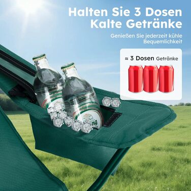 HIGH POINT SPORTS: 2 шт. складні стільці для риболовлі та відпочинку на природі. Зручні складні стільці для кемпінгу, риболовлі, саду та відпочинку. Макс. навантаження 120 кг, з підстаканником та відділенням для охолодження.