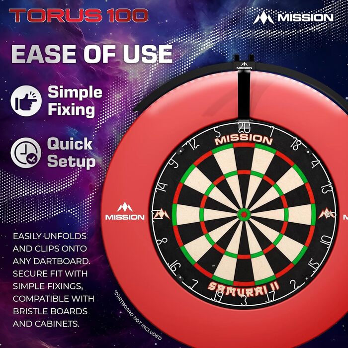 Світлодіодна система освітлення для дартсу Mission Darts TOR100 Torus 100, портативна, складна, чорна, піскоструминна обробка