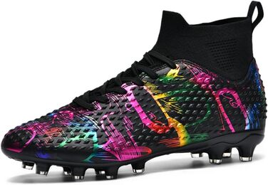 Футбольні бутси Graffiti AG Nocken: Чорні бутси для гри на штучному покритті, високі, з високою тракцією та комфортом, розмір 38 EU