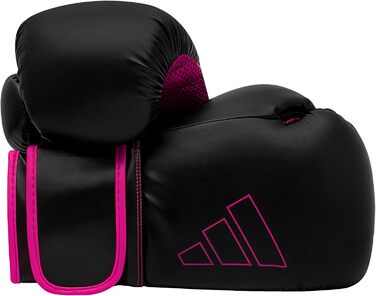Боксерські рукавички adidas Hybrid 80 для боксу, кікбоксингу, MMA, фітнесу, тренувань, для дітей, чоловіків і жінок, чорні/рожеві, 8 oz