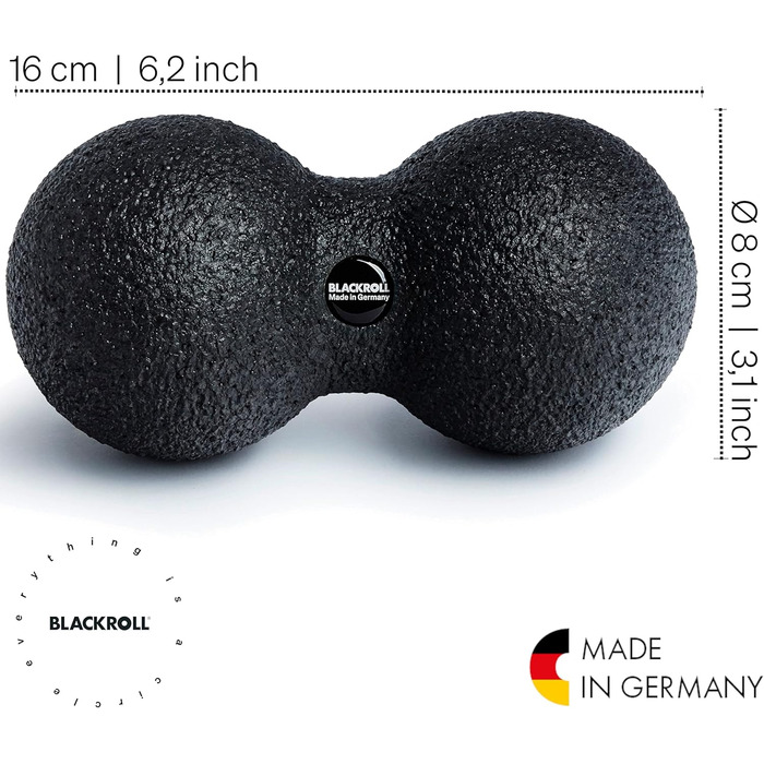 BLACKROLL DUOBALL 08 см — масажний м'яч для фасцій, чорний, оригінал, для самомасажу, 8 см