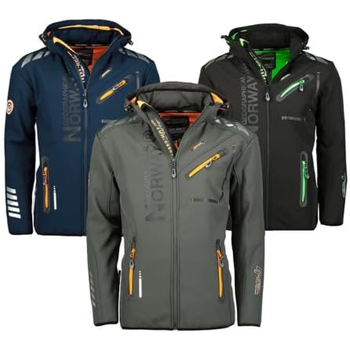 Чоловіча водонепроникна куртка-софтшелл Geographical Norway Royaute з капюшоном, тактичний віндбрейкер для гірських походів та лиж, червоно-чорна, 3XL