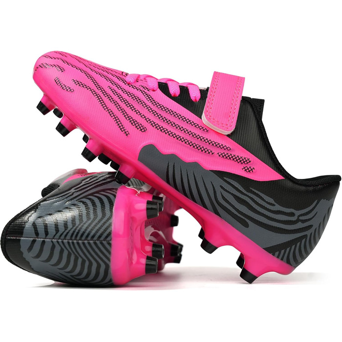 Дитячі футбольні бутси JABASIC для твердого поля, шипові, для хлопчиків та дівчаток (25 EU, Фуксія Чорний)
