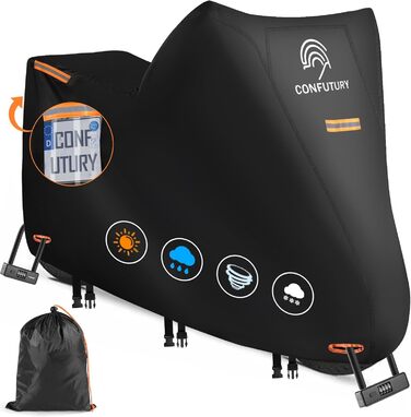 Мотоциклетний гараж Motorrad Garage Winterfest: захист від холоду та вологи, 600D Oxford, для зберігання мотоцикла, з вікном для номерного знаку, водонепроникний, з відбиваючими смугами, для використання на вулиці та в приміщенні (195x95x110 см)