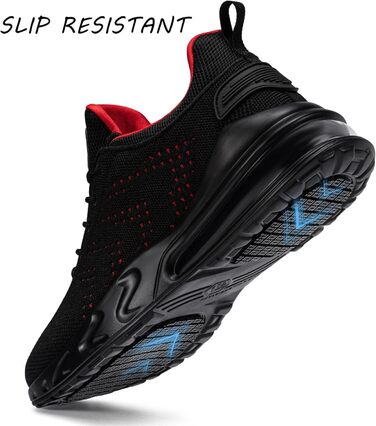 Водонепроникне взуття LARNMERN: спортивне, для бігу, кухарське, повсякденне, фітнес (46 EU, чорний/червоний)