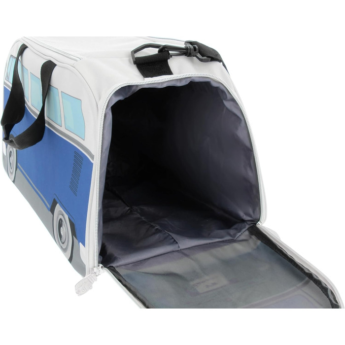 Сумка BRISA VW Retro-Sport у формі автобуса Volkswagen T1 Bulli, синьо-бежева, мала (50x25x26 см), через плече, для фітнесу