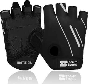 Рукавички для фітнесу Stealth Port, вага підйомника для жінок та чоловіків – дихаючі, неслизькі, з підкладкою для кросфіту, бодібілдингу, їзди на велосипеді, силових тренувань (M, Чорний)