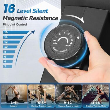 YOLEO Веслувальний тренажер магнітний, тихий для дому, 15 рівнів опору, LCD-дисплей, чорний та білий