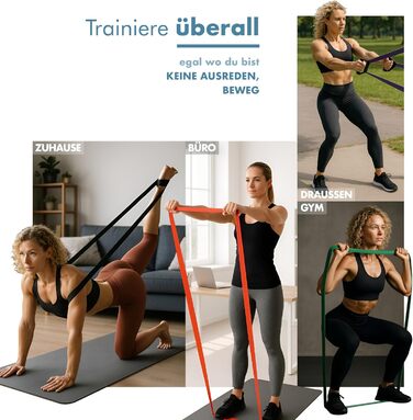 Набір еластичних стрічок для фітнесу Portentum – стрічки опору різних рівнів, ручки, фіксатори для дверей, захисні чохли та сумка – обладнання для дому, чоловіків та жінок – тренування м'язів, кросфіт, йога