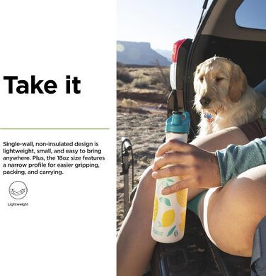 Сталева багаторазова пляшка для води Klean Kanteen (Lemons), унісекс, 1008925