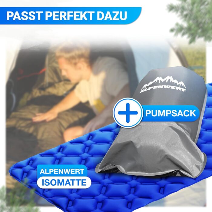Спальний мішок Alpenwert Літній Ультралегкий (15x27 см) - Водовідштовхувальний, YKK блискавка, захист від холоду, для кемпінгу та фестивалів, темно-синій/сірий