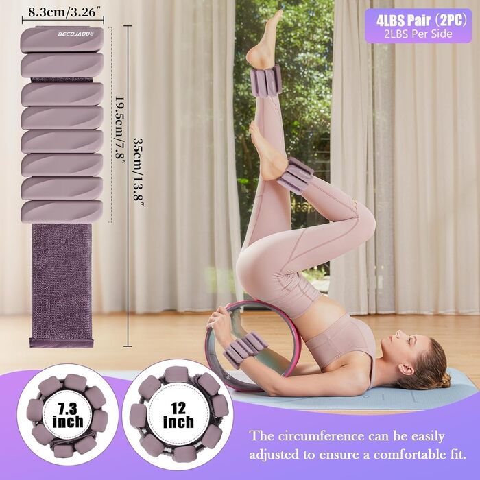 Набір манжет для ніг та рук 1.8 кг (0.9 кг кожна) для фітнесу, кардіо та силових тренувань, рожевий