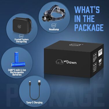 MIAOKE Фронтальний ліхтар налобний світлодіодний USB перезаряжається 100000 люменів, водонепроникний IPX5, 4 режими, індикатор заряду та сигнальний ліхтар для дорослих, бігу, активного відпочинку, кемпінгу, риболовлі та походів (Синій)