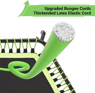 Міні-батут для дорослих, 101.6 см/121.9 см, для фітнесу та занять, Indoor/Outdoor, зелена поперечина 121.9 см