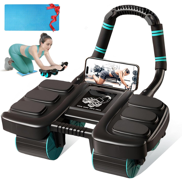 Ролер для пресу з упорами для ліктів, автоматичний відскок, тренажер для пресу для жінок та чоловіків, чорний