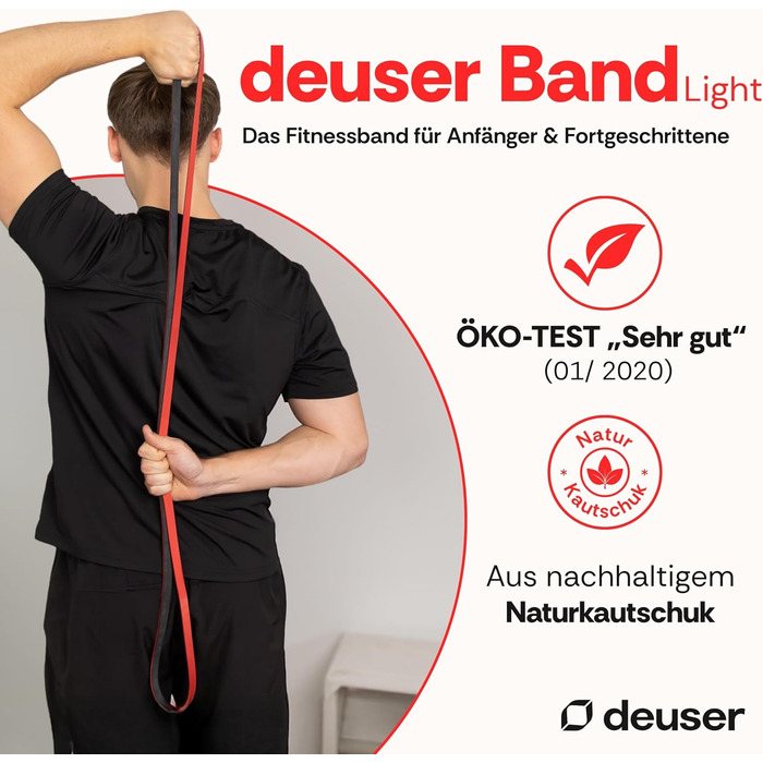 Фітнес-гумка для силових тренувань, йоги та фітнесу Deuserband Light (натуральний каучук, веганська)