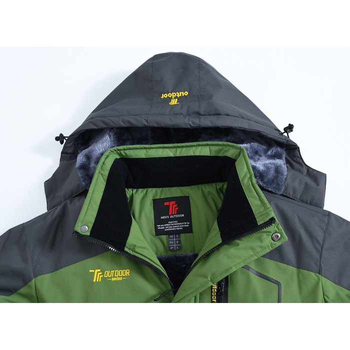 Куртка Ysento для чоловіків, зимова, софтшел, водонепроникна, тепла, з капюшоном, для активного відпочинку (зелена, розмір L)