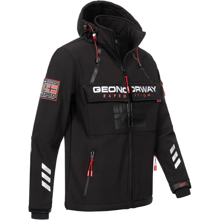 Чоловіча куртка-вітровка Geographical Norway Softshell на осінь-зиму, водонепроникна спортивна куртка, чорна, розмір M