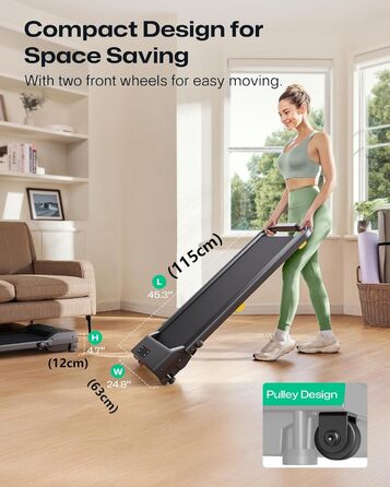 Біговий доріжки з нахилом 9% - складаний Walking Pad з безпечним руків'ям, режим HIIT одним дотиком, для ходьби, бігу та джогу вдома, без збирання, з пультом керування та LED-дисплеєм (чорний)